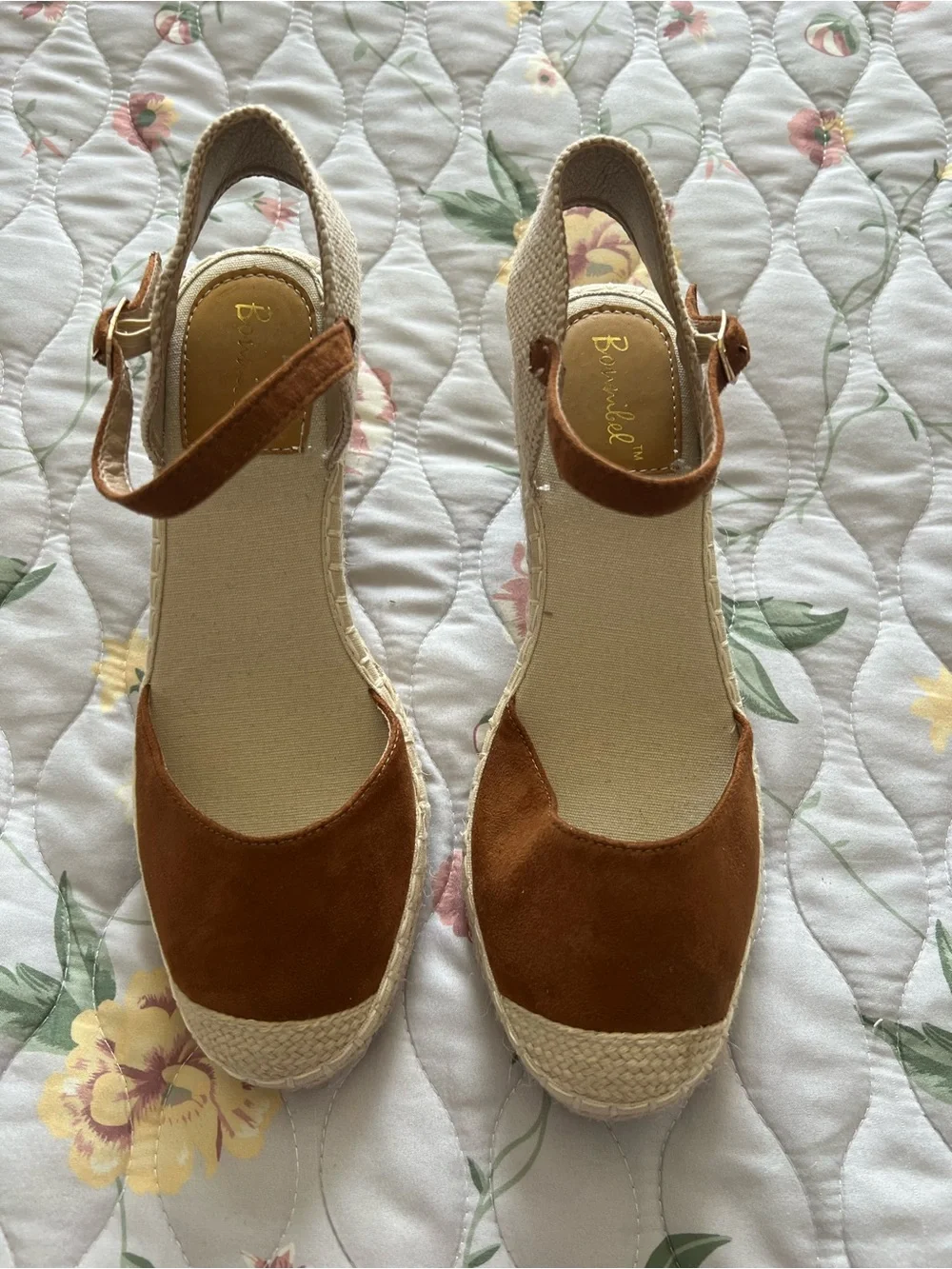Brown Espadrille Wedge Sandals with Ankle Strap